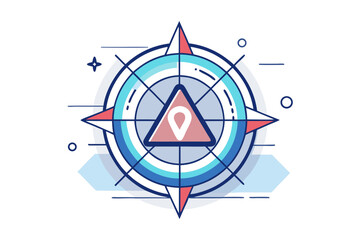 VR navigation compass icon geometric arrows direction design