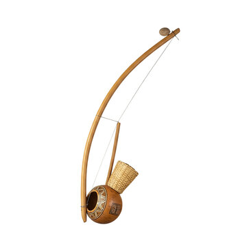 Artisan crafted berimbau musical instrument evoking Brazilian culture and rhythmic energy for vibrant performances