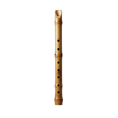 Naklejka premium Authentic bamboo shakuhachi flute, a traditional Japanese musical instrument, showcasing natural wood grain.