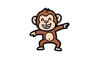 Joyful cartoon monkey dancing with a big smile