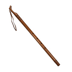 Experience authentic sound with this beautifully crafted wooden flute featuring intricate traditional carvings and a leather strap