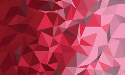 Abstract gradient background shows varying shades of geometric red and pink polygons creating angular shapes