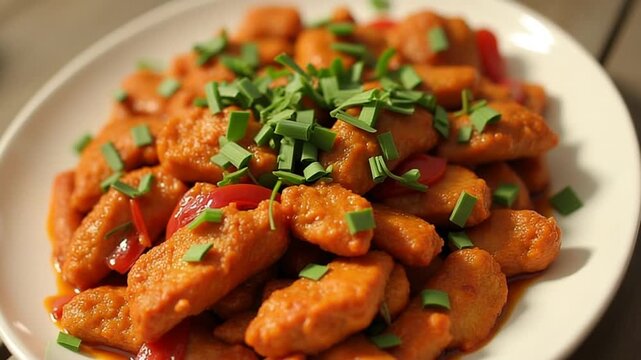 Stir Fried Chicken with Chili Paste or Chilli Paste - Asian food style