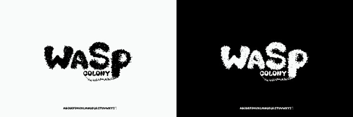 Wasp Colony is a dotted display font with stipple texture reminiscent of insect hives. Ideal for nature-themed designs, organic branding, grunge posters, experimental titles, and decorative headlines.