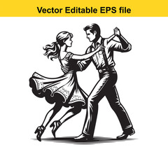 Fototapeta premium Couple dancing tango isolated on white background