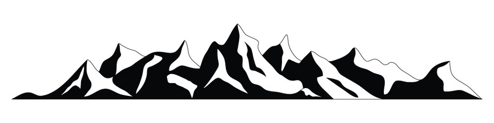 Silhouette mountain range isolated on white background, vector design