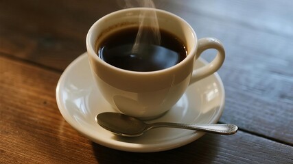 Steaming Cup of Coffee in Gentle Morning Light, Warm and Inviting Breakfast Scene