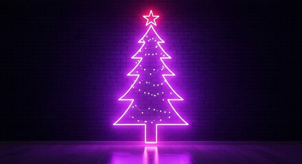 A vibrant neon Christmas tree glowing with festive spirit. 