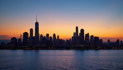 Fototapeta premium City Skyline Silhouette at Dusk