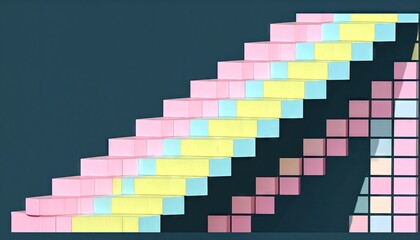 Abstract Pastel Mosaic Staircase Design