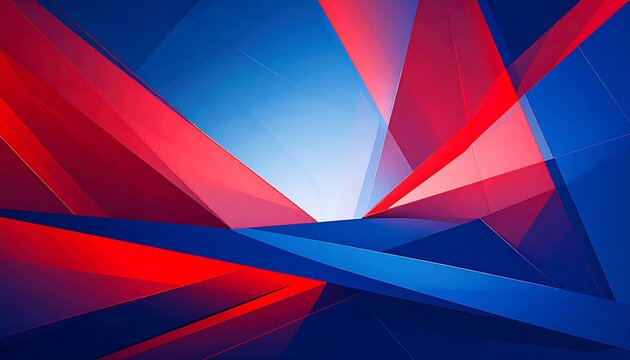 Vibrant abstract background with dynamic intersecting red and blue geometric shapes creating a sense of digital motion and energy
