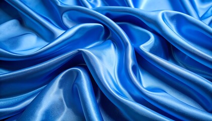 Fototapeta premium Luxurious Blue Satin Fabric with Elegant Drapes and Soft Texture