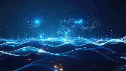 Conceptual Digital Mapping of a Networked World, Futuristic Animated Visuals - Powered by Adobe