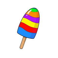 Striped colourful rainbow ice lolly popsicle summer clip art food