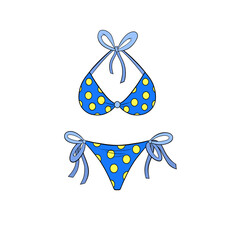 Blue 2 piece bikini with yellow spots summer clip art 