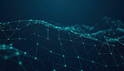 Abstract Teal Network Nodes: Digital Grid Structure