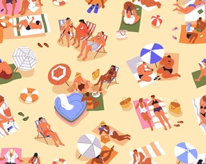 People relaxing in beach pattern