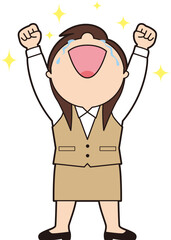 ガッツポーズをする女性会社員