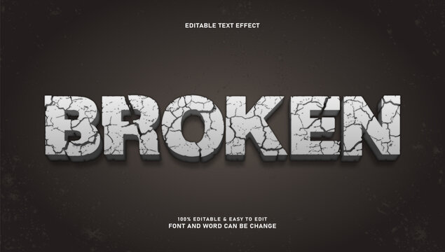 Broken text effect with editable stone shard text style