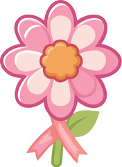 Pink ribbon flower symbol of breast cancer awareness support hope