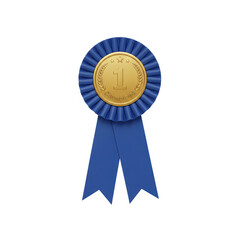 Gold medal champion with blue ribbon on transparent background Generative AI