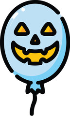 Cute spooky halloween balloon icon with jack o lantern face