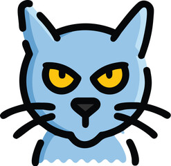Spooky blue cat halloween icon scary eyes whisker cute kawaii style