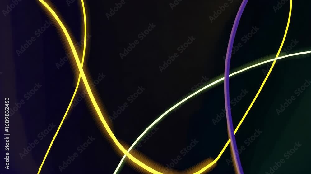 Poster dynamic neon light trails with colorful curves for modern visuals