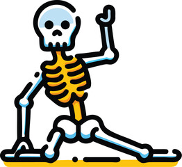 Halloween skeleton icon in action pose colorful flat design