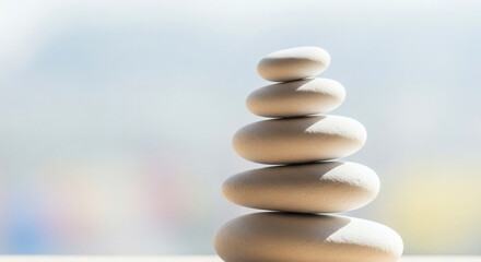 Serene Stack of White Stones: Achieving Balance and Inner Peace