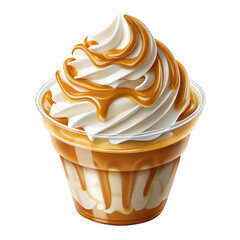 Delicious caramel swirl soft serve ice cream dessert transparent background