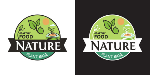 Nature inspired logo for plant based healthy food companies, perfect for branding vegan products and promoting sustainable living with a fresh eco appeal