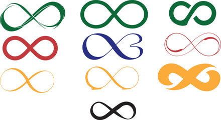 Infinity Symbol Vector Set Colorful Loop Icons for Design and Creativity