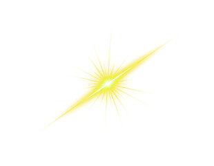 Yellow or golden Lense, light, star, sun, glow flare isolated