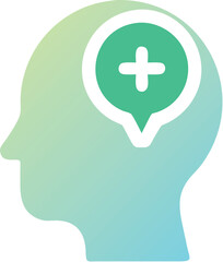 Mental health awareness icon brain positive symbol gradient