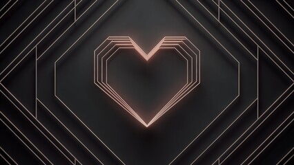 Art Deco Heart Shape with Geometric Lines abstract.