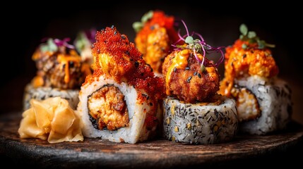 Savoring sushi a culinary delight japanese restaurant food photography elegant setting close-up gourmet experience