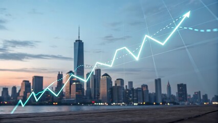 Abstract Business Finance Concept with Glowing Graph