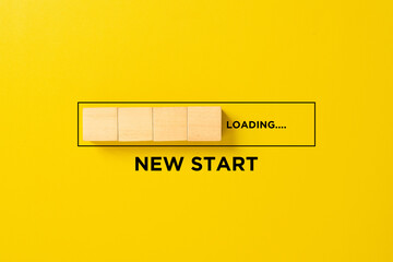 Waiting or preparing for a new start in business career or life. New start loading progress bar on...