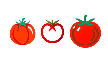 Vector illustration of fresh organic vegetables, tomatoes on transparent background