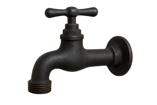 Vintage outdoor faucet isolated on transparent background