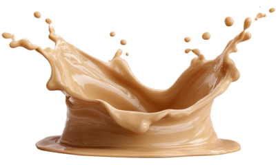 A light beige liquid splash.  A dramatic,  3D rendered  spl