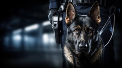 Police dog training exercises urban environment action photography nighttime close-up k9 unit focus