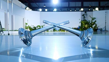 Crossed Glass Torus Beams with Overlapping Caustics in Elegant Studio