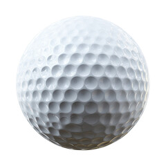 Close-up of a white golf ball, dimpled surface