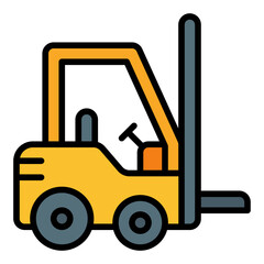 Forklift icon. Warehouse vehicle symbol. Logistics equipment and cargo handling collection. Filled Line Icon