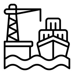 Seaport icon. Shipping dock symbol. Cargo port and global logistics collection. Line Icon