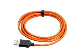 Vibrant Orange USB Cable: Technology Connection transparent background png