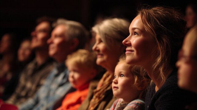 Family enjoying show at theater performance audience watching live entertainment