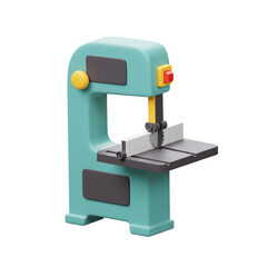 An isolated illustration of a vertical bandsaw machine, a piece of industrial equipment for carpentry and workshops, shown in a simple, cartoon style.